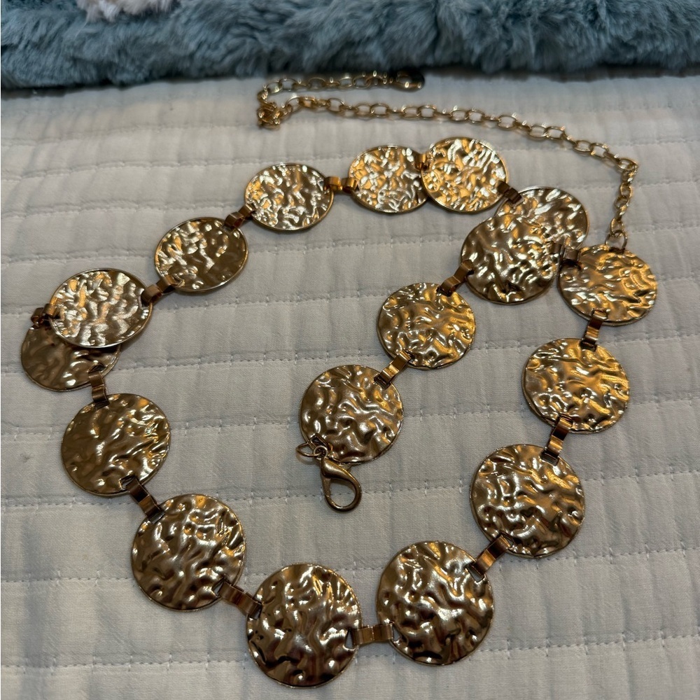 Boho Hammered Metal Gold Tone Belt